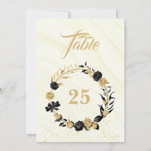 Elegant goud- en zwarte baarmoedertafel kaart (Achterkant)