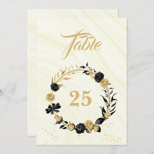 Elegant goud- en zwarte baarmoedertafel kaart (Voorkant / Achterkant)