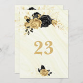 Elegant goud- en zwarte bloemetnummer kaart (Voorkant / Achterkant)