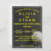 Elegant goud en zwarte floral Wedding Invitation Kaart (Voorkant)