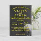 Elegant goud en zwarte floral Wedding Invitation Kaart (Staand voorkant)