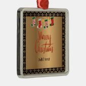 Elegant goud en zwarte kerstsjabloon metalen ornament (Rechts)