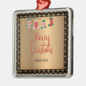 Elegant goud en zwarte kerstsjabloon metalen ornament (Links)