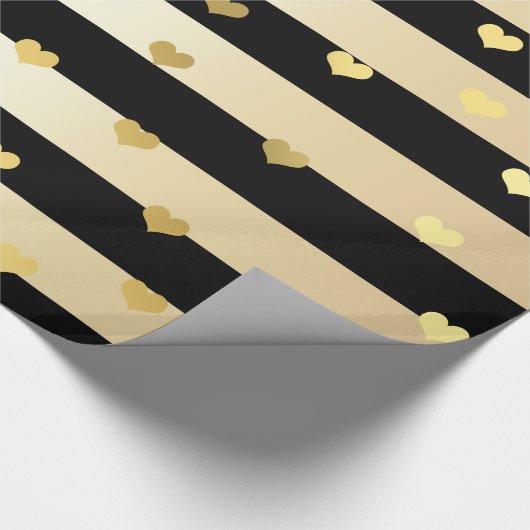 Elegant goud- en zwarte Valentijnsdag hartpatroon Cadeaupapier (Hoek)