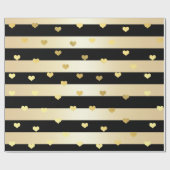 Elegant goud- en zwarte Valentijnsdag hartpatroon Cadeaupapier (Vlak)