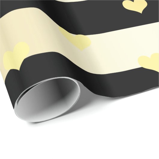 Elegant goud- en zwarte Valentijnsdag hartpatroon Cadeaupapier (Rol Hoek)