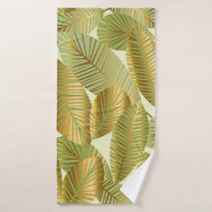 elegant goud exotische bladeren naadloos patroon o badhanddoek