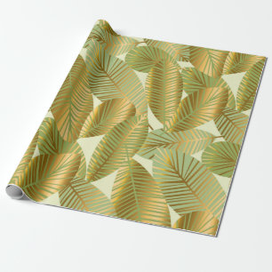 elegant goud exotische bladeren naadloos patroon o cadeaupapier