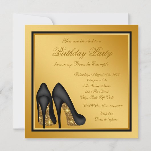 Elegant Goud Fabulous 50ste Verjaardagsfeest Kaart (Achterkant)