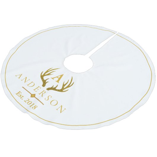 Elegant Goud Faux Glitter Herten Antlers Kerstboom Rok (Gekanteld)