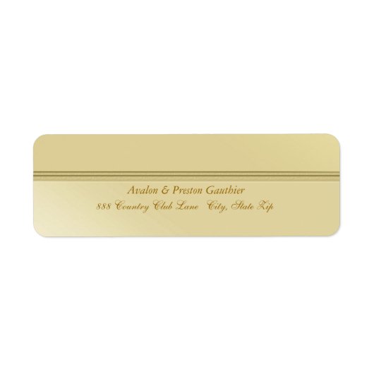 Elegant Goud Faux Metaal Bruiloft Adres Label (Voorkant)