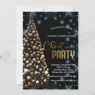 Elegant goud feestelijke kerstboom Uitnodiging