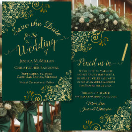 Elegant Goud Filigraan Fancy Smaragd Groen Bruilof Save The Date