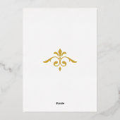 Elegant Goud Filigraan op Wit, Bruiloft Folie Uitnodiging (Achterkant)