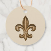 Elegant Goud Fleur de Lis & Taupe Bruiloft Bedankjes Labels (Achterkant)