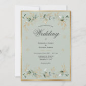 Elegant Goud Foilage Waterverf Sage Groen Script Kaart (Voorkant)