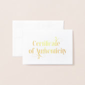 Elegant goud folie certificaat van echtheid kaarten (Voorkant met envelop)
