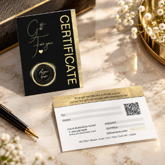 Elegant Goud Folie Hart Cadeau Certificaat
