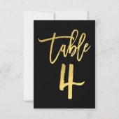 Elegant Goud Folie Modern Schrift Tafelnummer 4 (Achterkant)