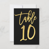 Elegant Goud Folie Moderne Script Tafelnummer 10 (Voorkant)
