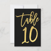 Elegant Goud Folie Moderne Script Tafelnummer 10 (Achterkant)