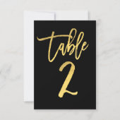 Elegant Goud Folie Moderne Script Tafelnummer 2 (Voorkant)