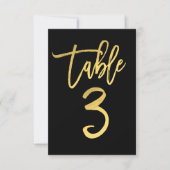 Elegant Goud Folie Moderne Script Tafelnummer 3 (Voorkant)