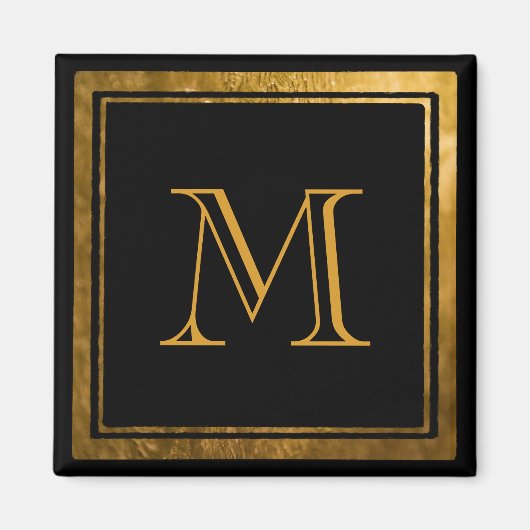 Elegant Goud Folie Monogram Magneet (Voorkant)