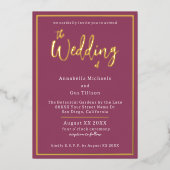 Elegant Goud Folie op Bruidsroze Trouw Folie Uitnodiging (Voorkant)