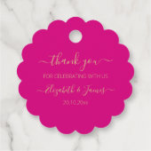 Elegant Goud Fuchsia Dank u bruiloft gunst Labels (Achterkant)