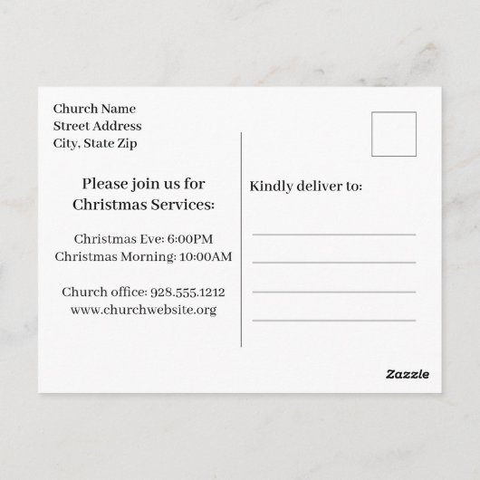 Elegant Goud Geboorte Kerstmis Kerk Uitnodiging (Achterkant)