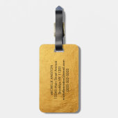Elegant Goud Geborsteld MetaModern Monogram Custom Bagagelabel (Achterkant verticaal)