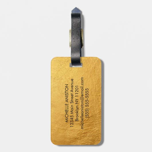 Elegant Goud Geborsteld MetaModern Monogram Custom Bagagelabel (Achterkant verticaal)