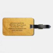 Elegant Goud Geborsteld MetaModern Monogram Custom Bagagelabel (Achterkant horizontaal)
