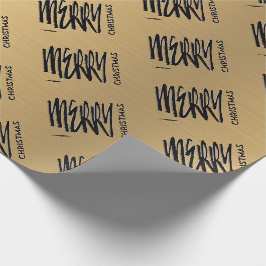 Elegant Goud Geel Kerstmis Modern Zwart Cadeaupapier (Hoek)