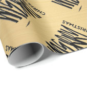 Elegant Goud Geel Kerstmis Modern Zwart Cadeaupapier (Rol Hoek)