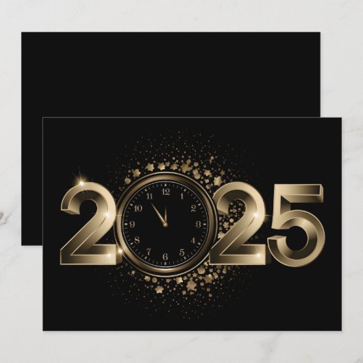 elegant goud Gelukkig Nieuwjaar 2025 Feestdagenkaart (Voorkant / Achterkant)