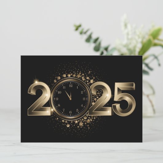 elegant goud Gelukkig Nieuwjaar 2025 Feestdagenkaart (Staand voorkant)