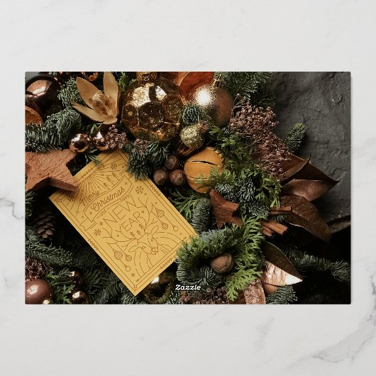 Elegant goud GELUKKIG NIEUWJAAR 2026 Folie Feestdagenkaart (Achterkant)