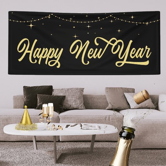 Elegant goud Gelukkig Nieuwjaar Spandoek
