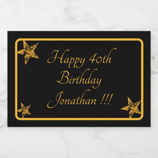 Elegant Goud Gelukkige Verjaardag Mini Mousserende Sparkling Wijnetiket (Enkel label)