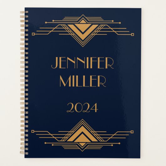 Elegant goud geometrisch art deco ontwerp planner (Voorkant)