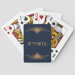 Elegant goud geometrisch art deco ontwerp pokerkaarten