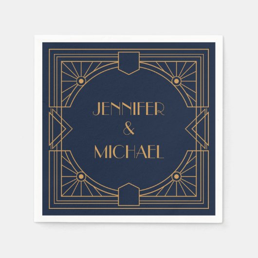 Elegant goud geometrisch art deco ontwerp servet (Voorkant)