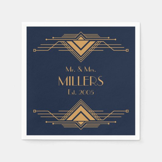 Elegant goud geometrisch art deco ontwerp servet (Voorkant)