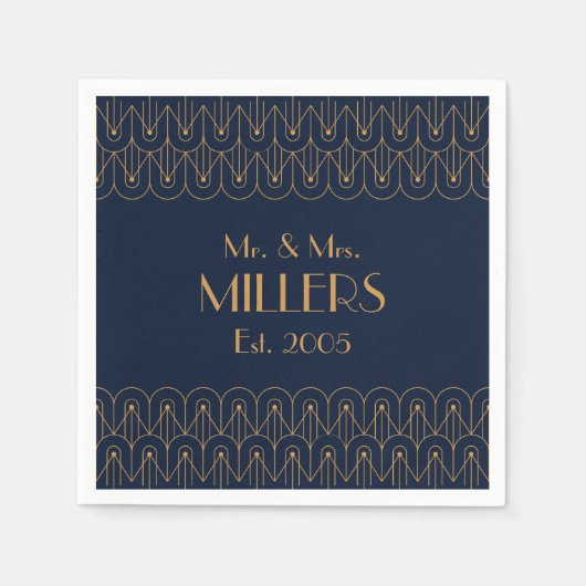 Elegant goud geometrisch art deco ontwerp servet (Voorkant)