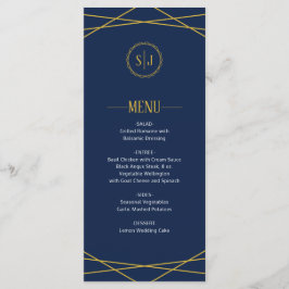 Elegant goud geometrisch | Donkerblauw Bruiloft Me Menu