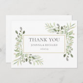 Elegant Goud Geometrisch Groen Bruiloft Bedankkaart (Voorkant / Achterkant)