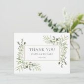 Elegant Goud Geometrisch Groen Bruiloft Bedankkaart (Staand voorkant)