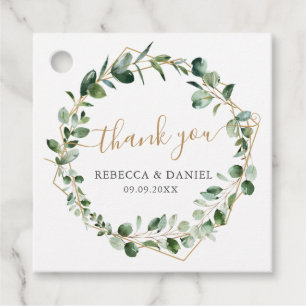 Elegant Goud Geometrisch Groen Bruiloft Dank u Bedankjes Labels